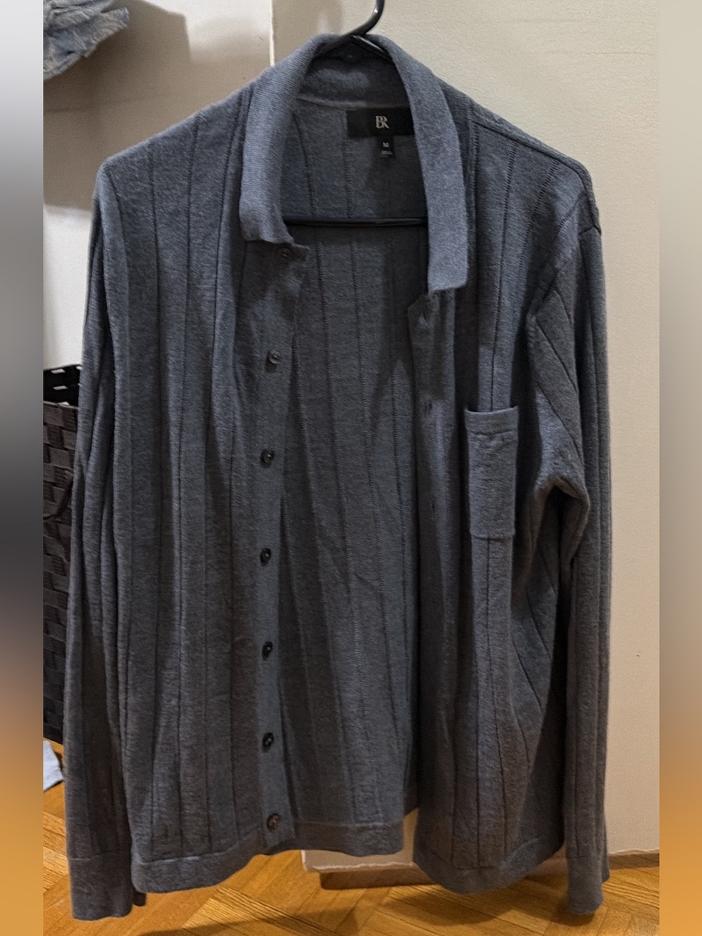 Banana Republic Men's Dark Gray Button-Up Knit cardigan
